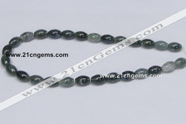 CAB390 15.5 inches 10*15mm rice moss agate gemstone beads wholesale