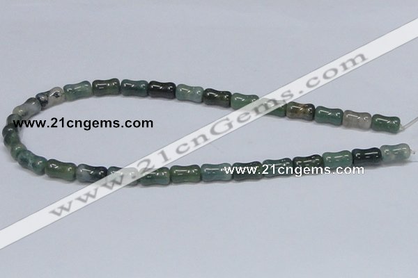 CAB395 15.5 inches 8*14mm bamboo shape moss agate gemstone beads