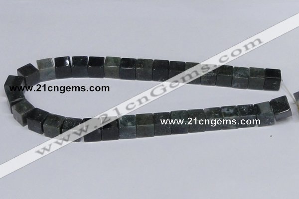 CAB399 15.5 inches 12*12mm cube moss agate gemstone beads wholesale