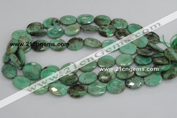 CAB40 15.5 inches 15*20mm faceted oval green grass agate beads