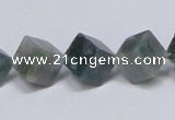 CAB401 15.5 inches 10*10mm inclined cube moss agate gemstone beads