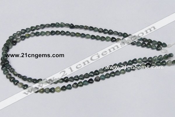 CAB403 15.5 inches 6*6mm heart moss agate gemstone beads wholesale