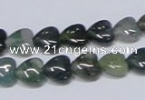 CAB405 15.5 inches 10*10mm heart moss agate gemstone beads wholesale