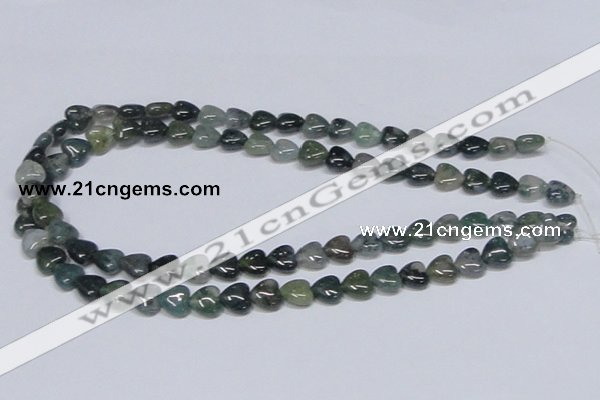 CAB405 15.5 inches 10*10mm heart moss agate gemstone beads wholesale