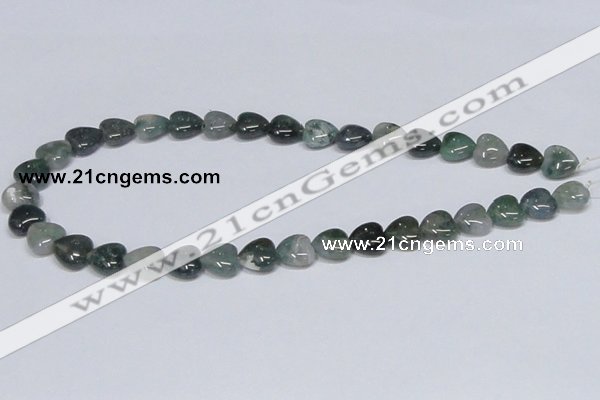 CAB406 15.5 inches 12*12mm heart moss agate gemstone beads wholesale