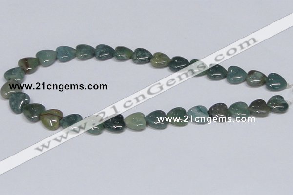 CAB407 15.5 inches 14*14mm heart moss agate gemstone beads wholesale