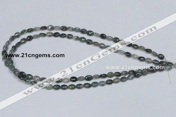 CAB408 15.5 inches 6*8mm oval moss agate gemstone beads wholesale