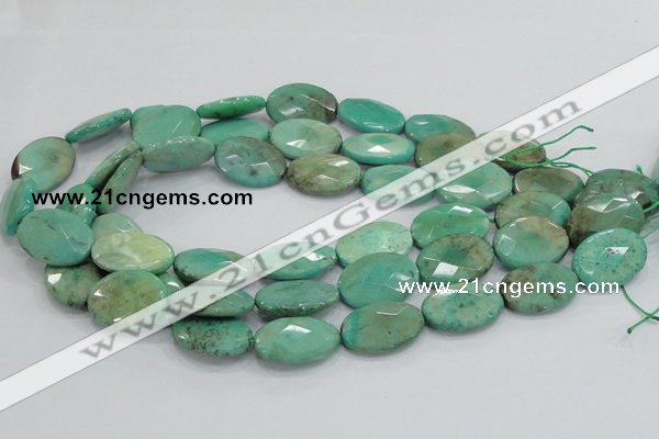 CAB41 15.5 inches 18*25mm faceted oval green grass agate beads