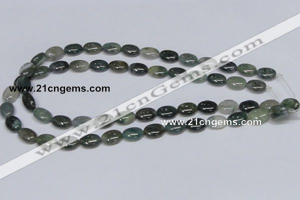 CAB410 15.5 inches 10*14mm oval moss agate gemstone beads wholesale