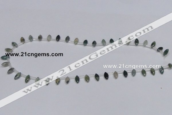 CAB411 15.5 inches 5*10mm horse eye moss agate gemstone beads