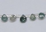 CAB414 15.5 inches 7*9mm flat teardrop moss agate gemstone beads