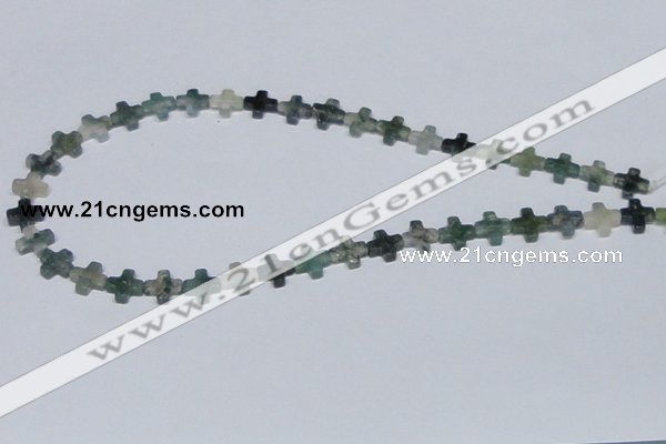 CAB415 15.5 inches 10*10mm cross moss agate gemstone beads