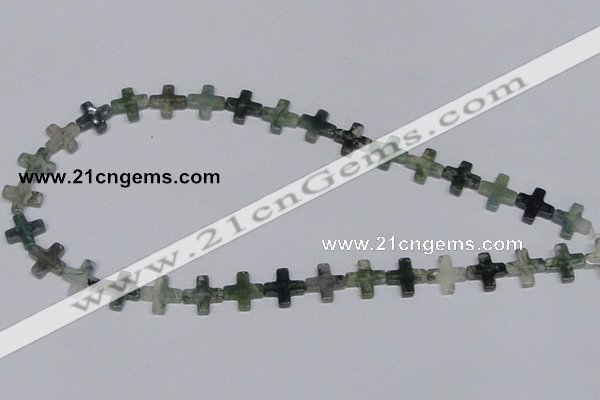 CAB416 15.5 inches 12*12mm cross moss agate gemstone beads