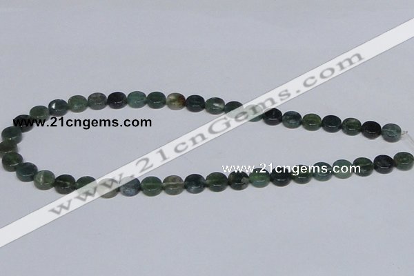 CAB419 15.5 inches 10mm coin moss agate gemstone beads wholesale