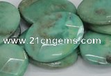 CAB42 15.5 inches 22*30mm faceted oval green grass agate beads