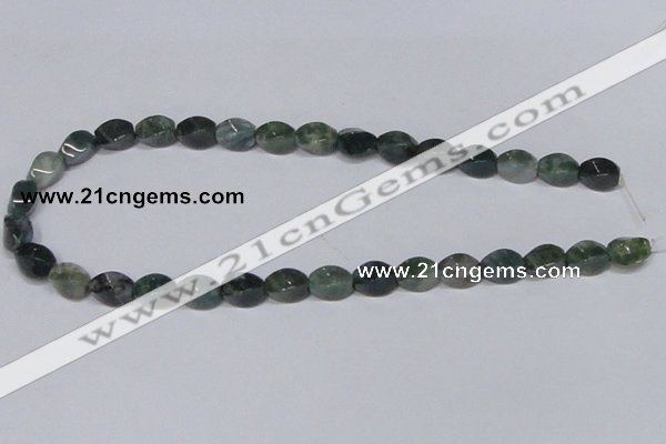 CAB420 15.5 inches 8*12mm twisted rice moss agate gemstone beads