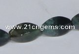 CAB422 15.5 inches 10*20mm twisted rice moss agate gemstone beads