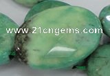 CAB44 15.5 inches 30*40mm faceted oval green grass agate beads