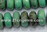 CAB45 15.5 inches 10*18mm faceted rondelle green grass agate beads