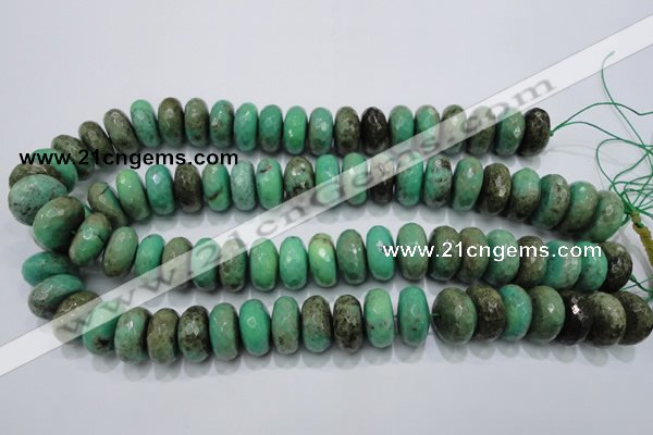 CAB45 15.5 inches 10*18mm faceted rondelle green grass agate beads