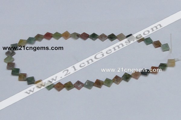 CAB451 15.5 inches 10*10mm diamond indian agate gemstone beads