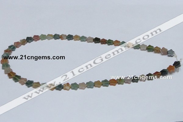 CAB458 15.5 inches 8*8mm star indian agate gemstone beads wholesale