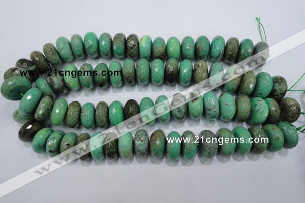 CAB46 15.5 inches 11*20mm faceted rondelle green grass agate beads