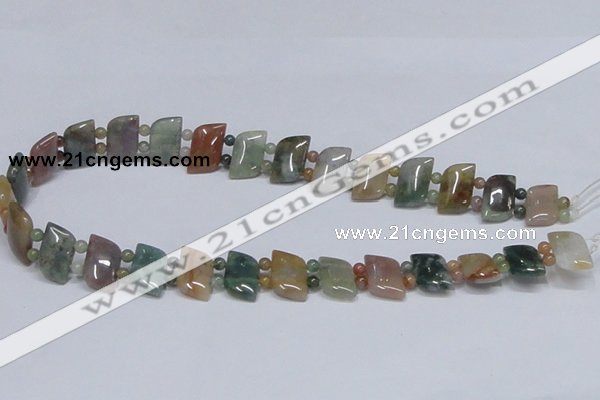 CAB468 15.5 inches horse eye & round double-drilled indian agate beads