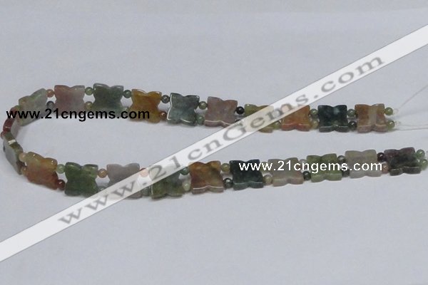 CAB470 15.5 inches flower & round double-drilled indian agate beads