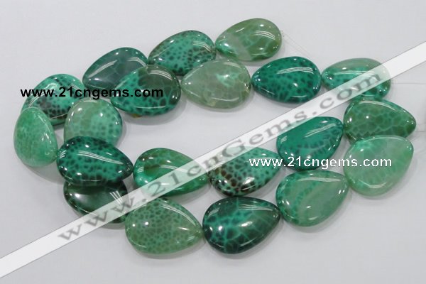 CAB56 15.5 inches 30*40mm flat teardrop peafowl agate gemstone beads