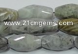 CAB567 15.5 inches 15*28mm faceted rice silver needle agate beads