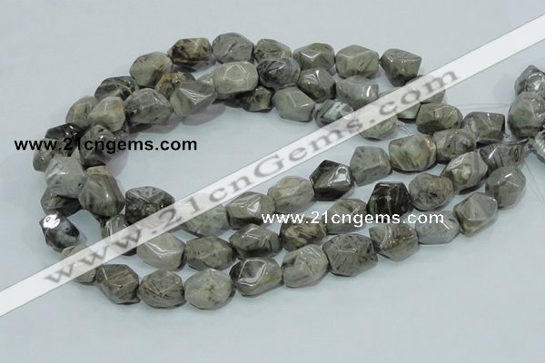 CAB568 15.5 inches 15*20mm nuggets silver needle agate gemstone beads