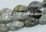 CAB569 15.5 inches 8*16mm twisted rice silver needle agate gemstone beads