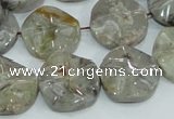 CAB571 15.5 inches 20mm wavy coin silver needle agate gemstone beads