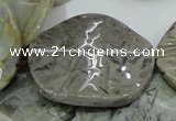 CAB572 15.5 inches 40mm wavy coin silver needle agate gemstone beads