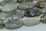 CAB573 15.5 inches 10*20mm wavy oval silver needle agate gemstone beads