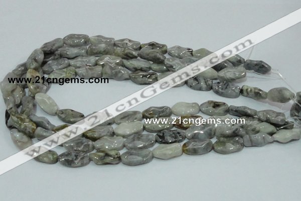 CAB573 15.5 inches 10*20mm wavy oval silver needle agate gemstone beads