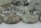 CAB574 15.5 inches 18*25mm wavy oval silver needle agate gemstone beads