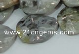 CAB575 15.5 inches 23*30mm wavy oval silver needle agate gemstone beads