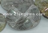 CAB576 15.5 inches 30*40mm wavy oval silver needle agate gemstone beads
