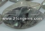 CAB577 15.5 inches 25*50mm wavy marquise silver needle agate beads