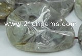 CAB578 15.5 inches 40*50mm wavy teardrop silver needle agate beads