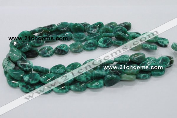 CAB58 15.5 inches 14*18mm twisted oval peafowl agate gemstone beads