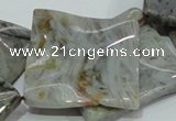 CAB585 15.5 inches 40*40mm wavy diamond silver needle agate beads