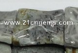 CAB587 15.5 inches 40*40mm wavy square silver needle agate beads