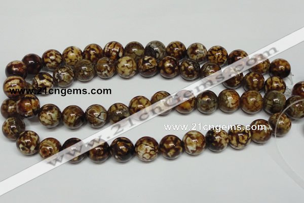 CAB612 15.5 inches 14mm round leopard skin agate beads wholesale