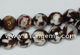 CAB616 15.5 inches 10mm faceted round leopard skin agate beads wholesale