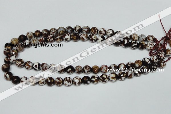 CAB616 15.5 inches 10mm faceted round leopard skin agate beads wholesale