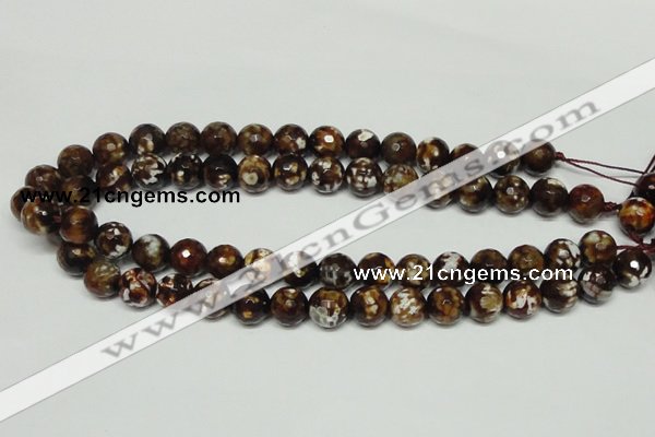 CAB617 15.5 inches 12mm faceted round leopard skin agate beads wholesale