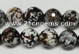 CAB618 15.5 inches 14mm faceted round leopard skin agate beads wholesale